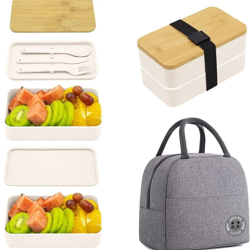 Stackable Bento Box with Utensils – 1200ml Meal Prep Lunch Box