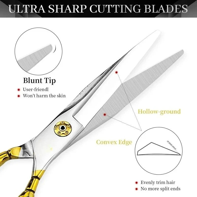 Barber Hair Cutting Scissors 440C High-end Professional Extremely Sharp Hairdresser Shears for Hair 6 Inch Haircut Scissors Peaceful Pleasures Health and Wellness