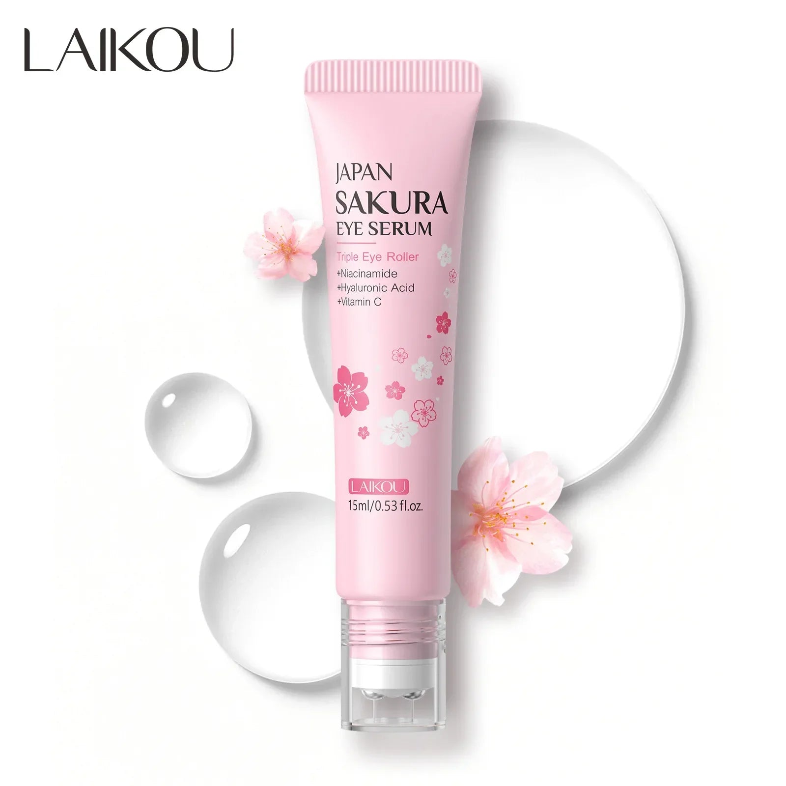 LAIKOU Sakura Eye Serum Roller – Anti-Aging, 15ml Peaceful Pleasures Health and Wellness