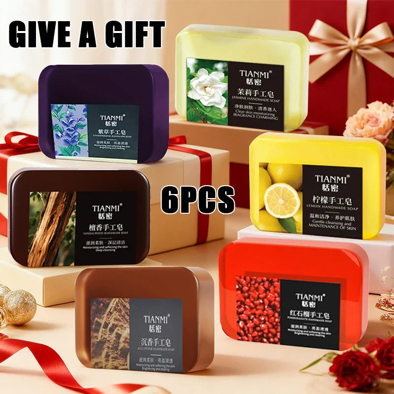 6-Piece Handmade Soap Set – Lemon, Jasmine & Floral Scents