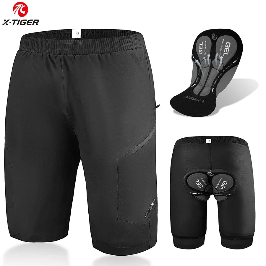 X-TIGER Men's MTB Cycling Shorts with 5D Silicone Pad | S–3XL