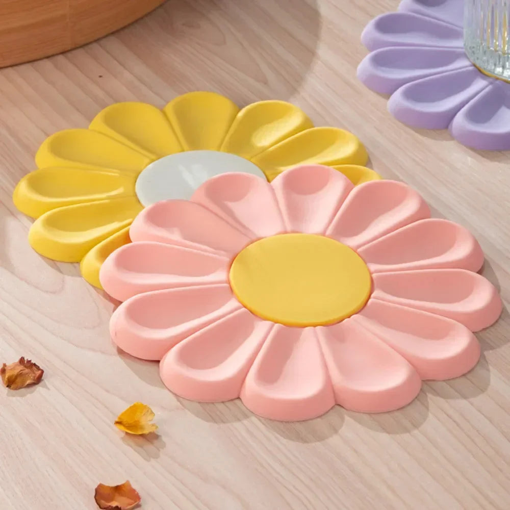 Flower Heat Resistant Silicone Mat Drink Cup Coasters Non-slip Pot