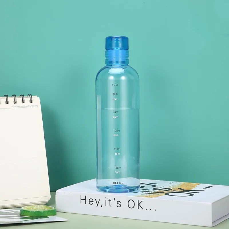 BPA-Free Transparent Water Bottle with Time Scale Markings