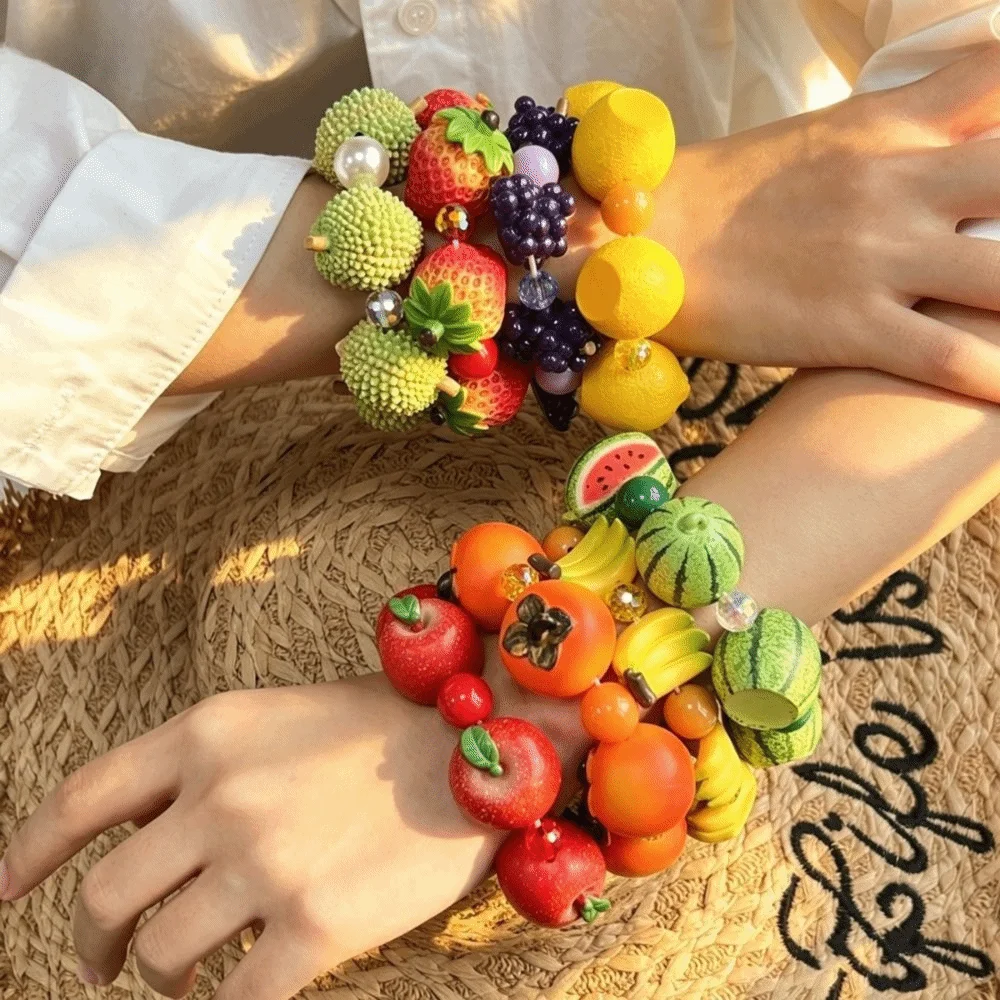 Cherry Fruit Beaded Bracelet | Boho Dopamine Resin Jewelry Beaded Bracelet Peaceful Pleasures Health and Wellness