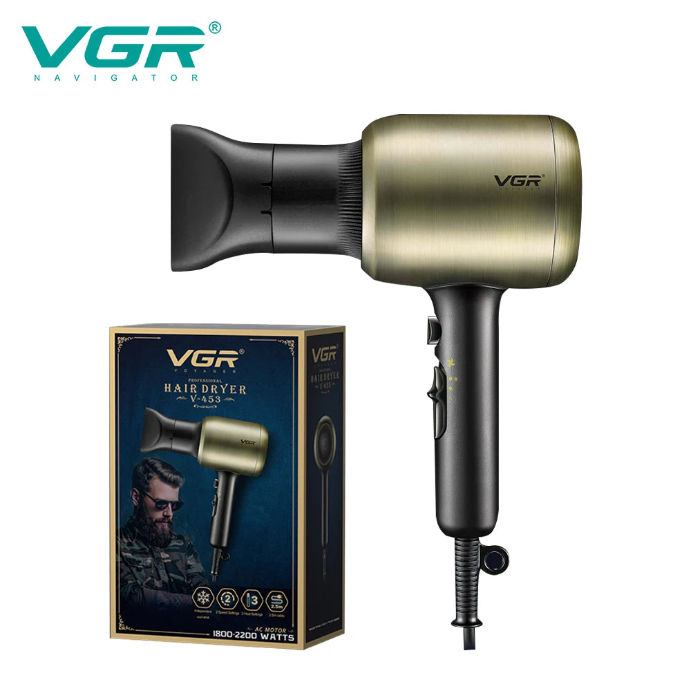 VGR professional hair dryer does not damage hair, strong wind speed dry 1800-2200W hair salon home styling air duct V-453 Peaceful Pleasures Health and Wellness