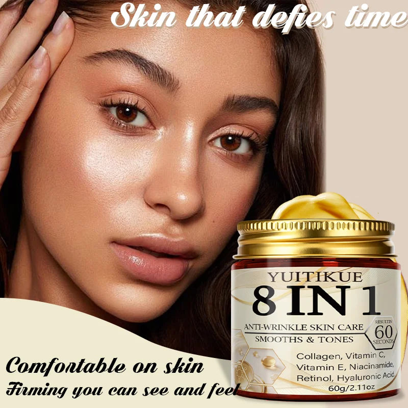 Yuitikue 8 in 1 Anti-Wrinkle Face Cream, 60g Collagen Retinol Vitamin C Cream for Smoothing & Toning Skin Care Peaceful Pleasures Health and Wellness