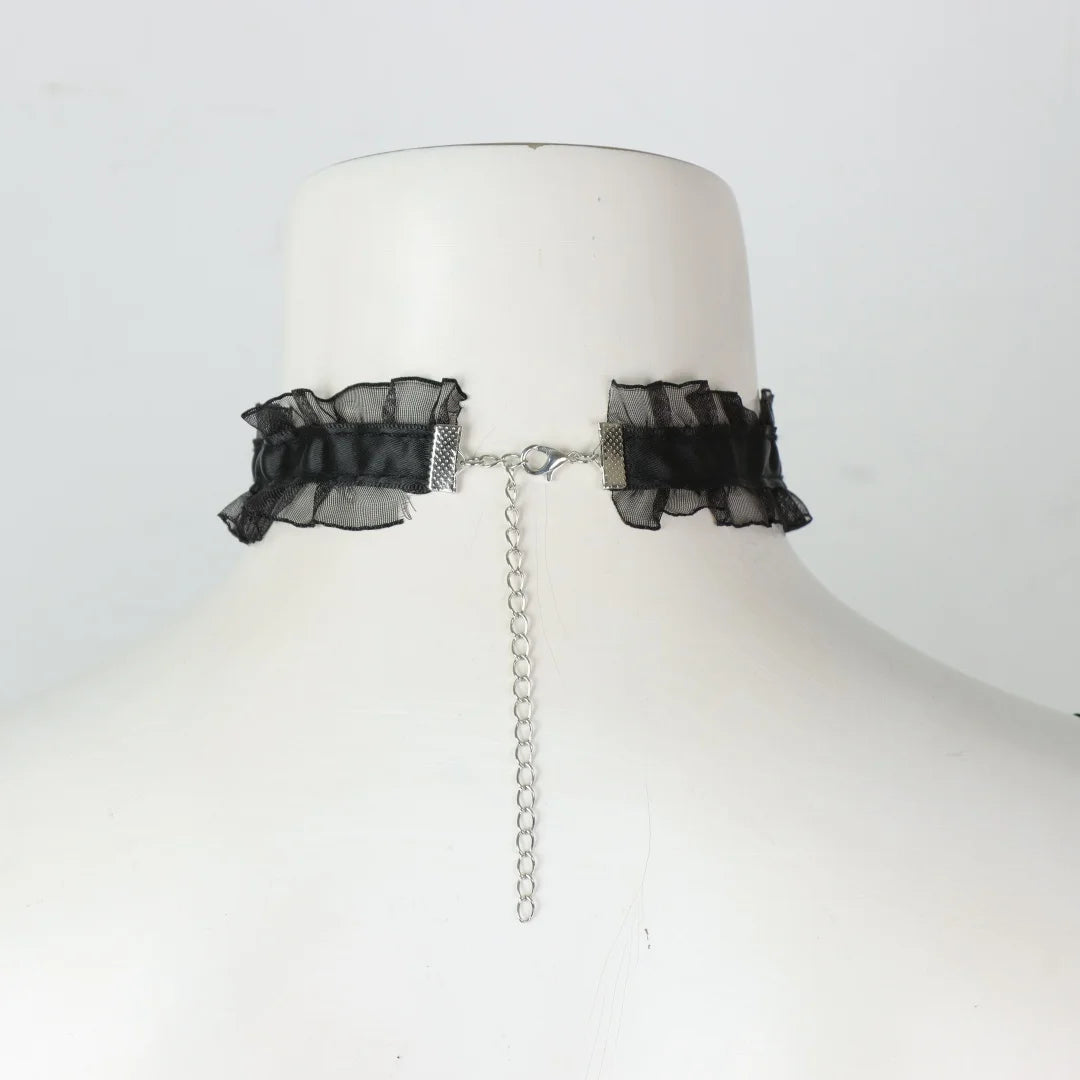 UYEE Belt Black Satin Bow Choker Necklace Pearl Heart Pendant