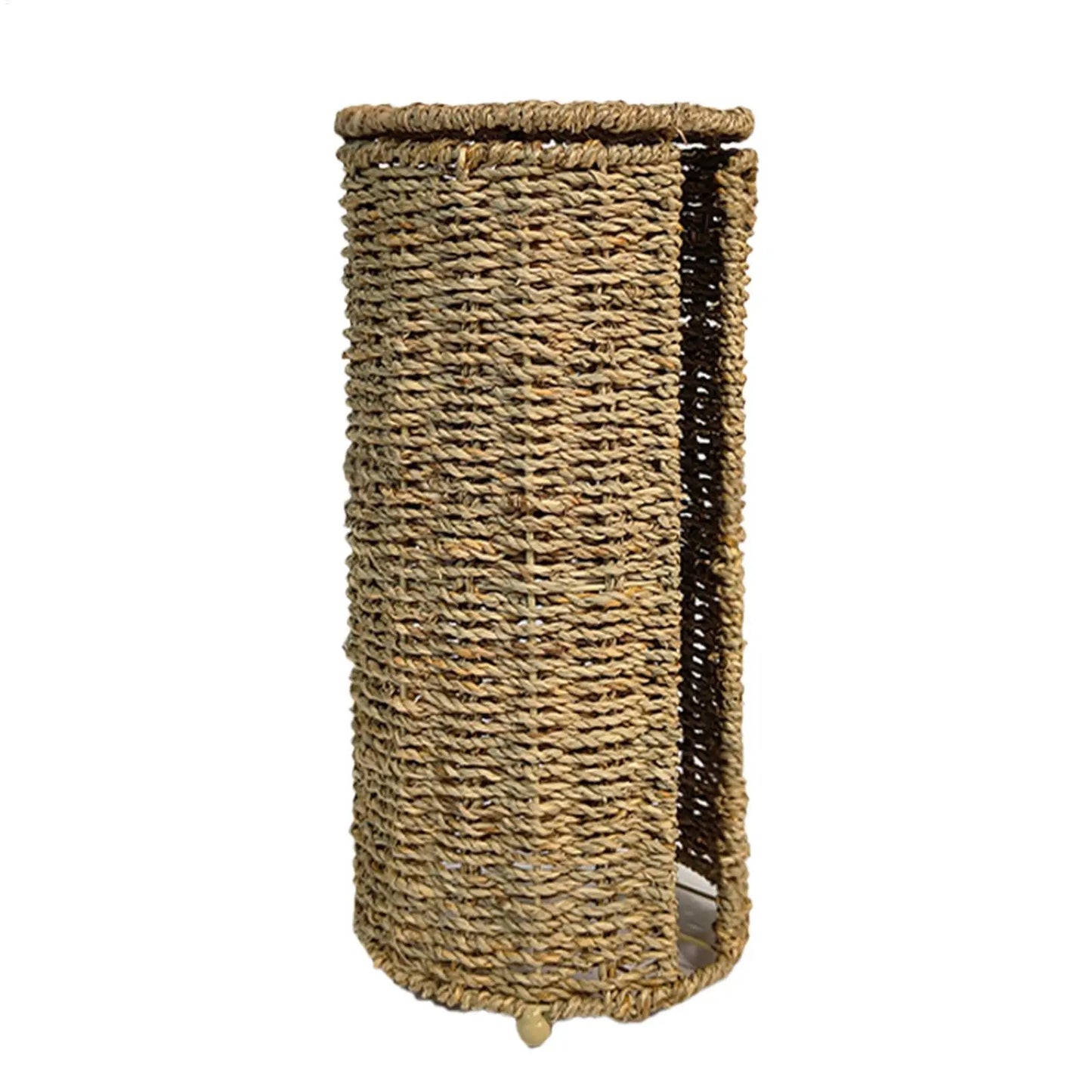 Handwoven Seagrass Toilet Paper Holder Basket with Lid