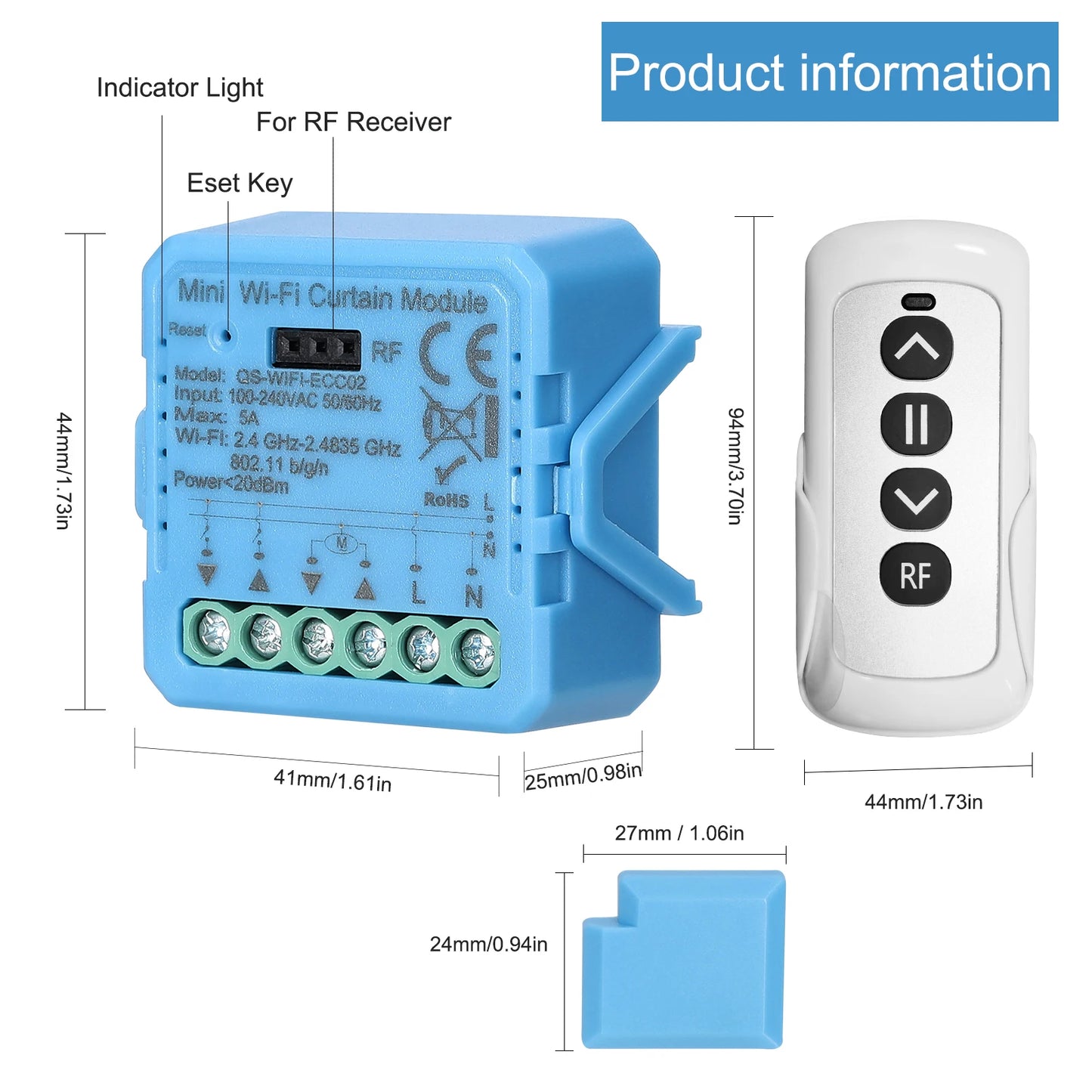 QS-Zigbee/Wifi-CP03 Tuya ZigBee/WiFi Curtain Switch Module for Roller Shutter Blinds Motor Smart Home Google Home Alexa Control Peaceful Pleasures Health and Wellness