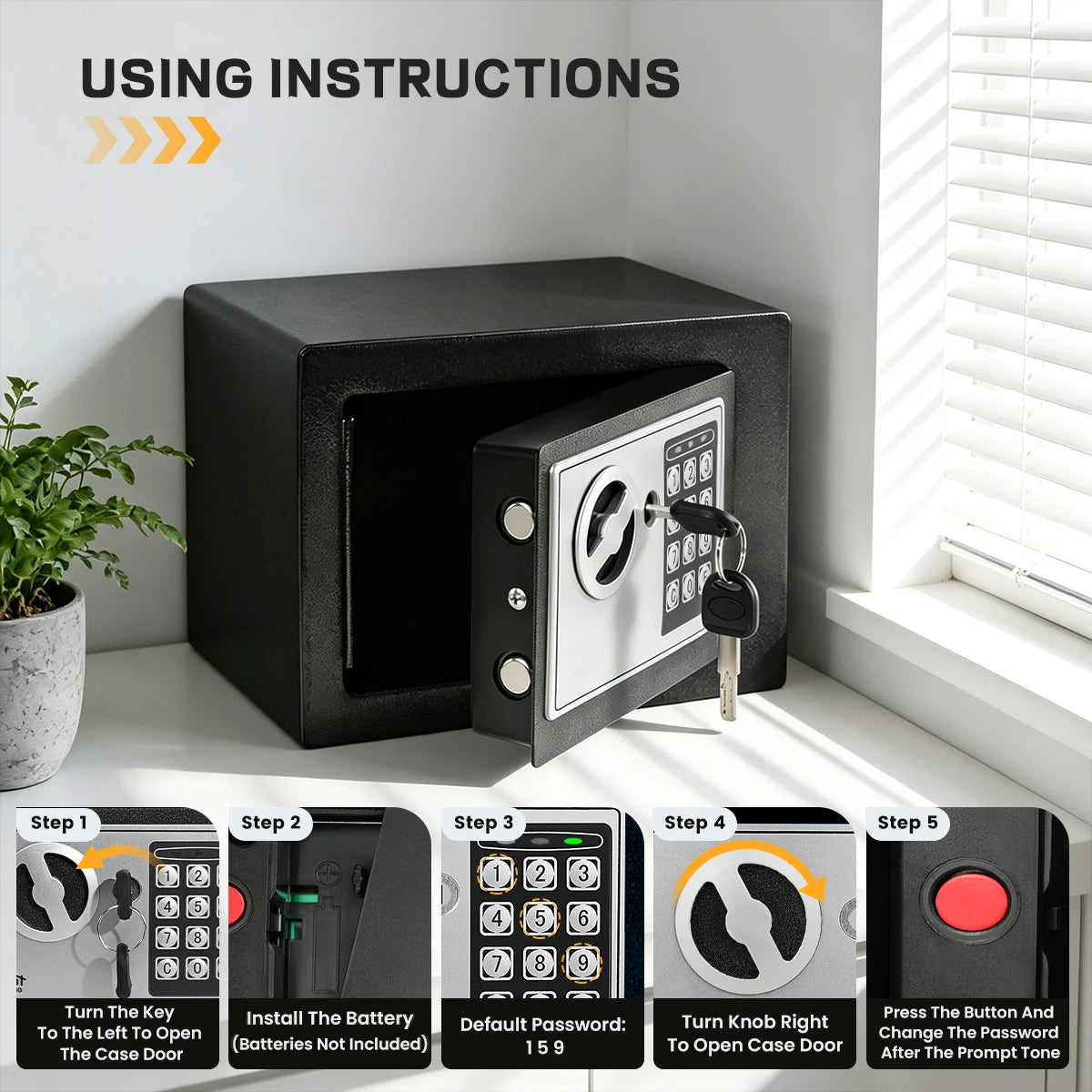 Ireproof Safes with Fireproof Money Bag Sensor Light Digital Keypad Home Safe Adjustable Shelf Security Safe Peaceful Pleasures Health and Wellness