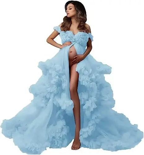 Tulle Lace Maternity Dress | Baby Shower & Photoshoot Gown