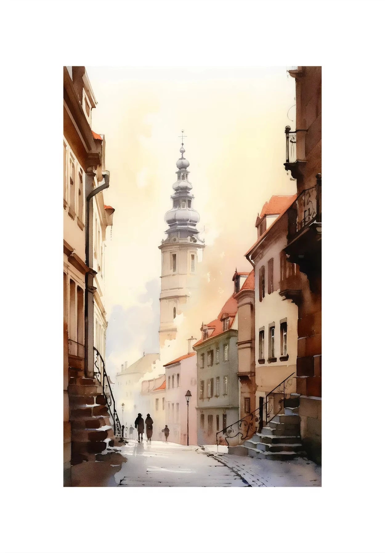 Watercolor World Scenery Canvas Print | Frameless Wall Art Canvas Wall Print Peaceful Pleasures Health and Wellness 5 20x30cm Unframed