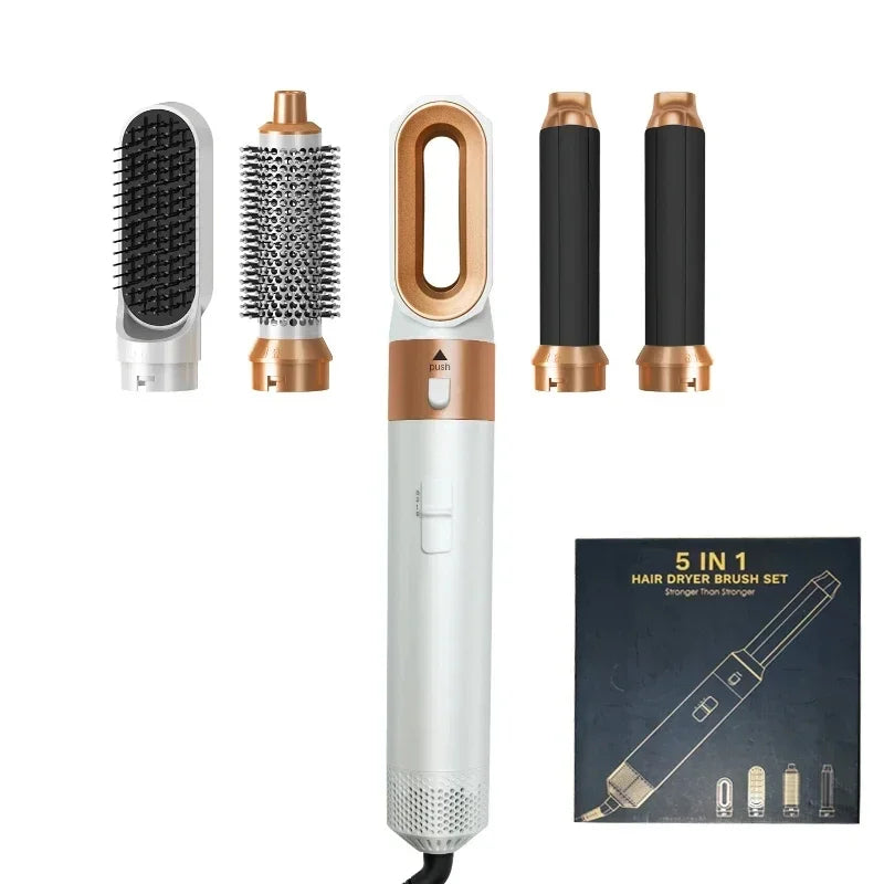 5 in 1 Hair Dryer Brush Hot Comb Set Professional Curling Iron Hair Straightener Styling Tool For Professional Hair Dryer Peaceful Pleasures Health and Wellness Gold AU China Mainland