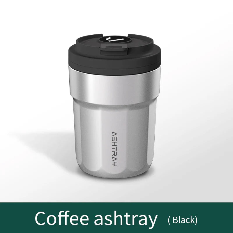 Car Ashtray 7-Color LED Light | Push-Open Coffee Cup Style