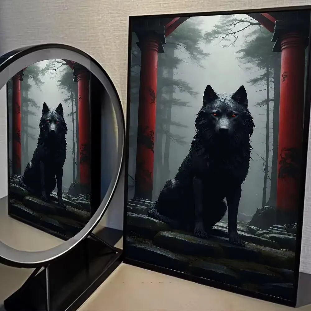 Fantasy Wolf & Crow Canvas Wall Art Poster | Halloween Décor Canvas Wall Art Peaceful Pleasures Health and Wellness ZLH5277 100x150cm No Frame