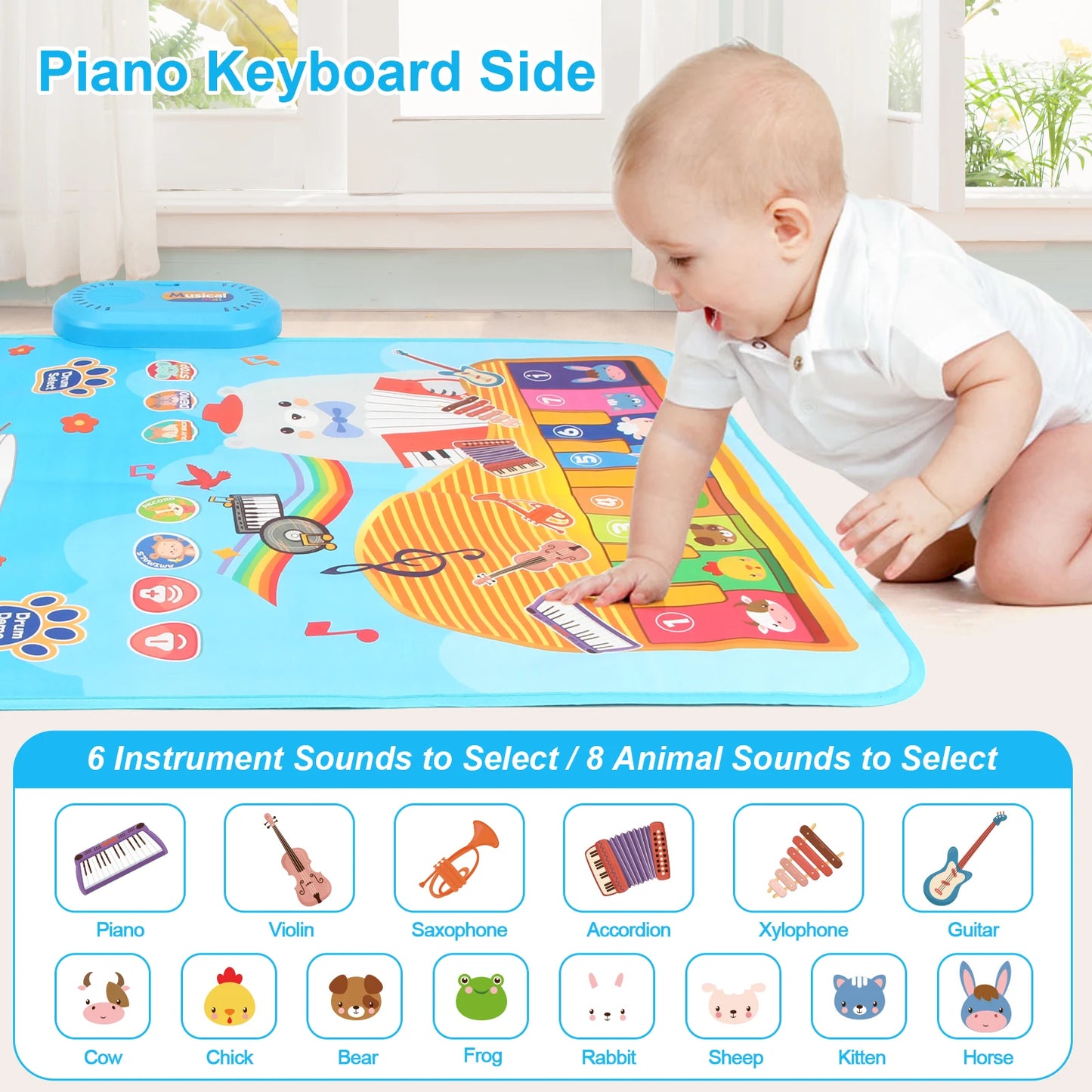80x50cm Cartoon Musical Piano Mat Floor Play Kids Educational Toys