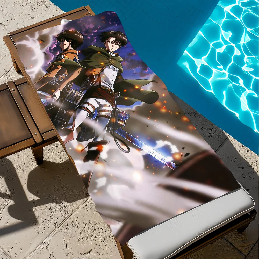 Attack on Titan Anime Beach Towel – Quick Dry & Soft Anime Beach Towel Peaceful Pleasures Health and Wellness z4 STJ70x140CM