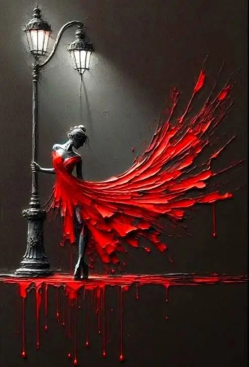 Abstract Wall Art Woman Dancing Under The Streetlight Poster Print For Office Living Room Home Decor Modern Canvas Painting G Peaceful Pleasures Health and Wellness 1 55x80