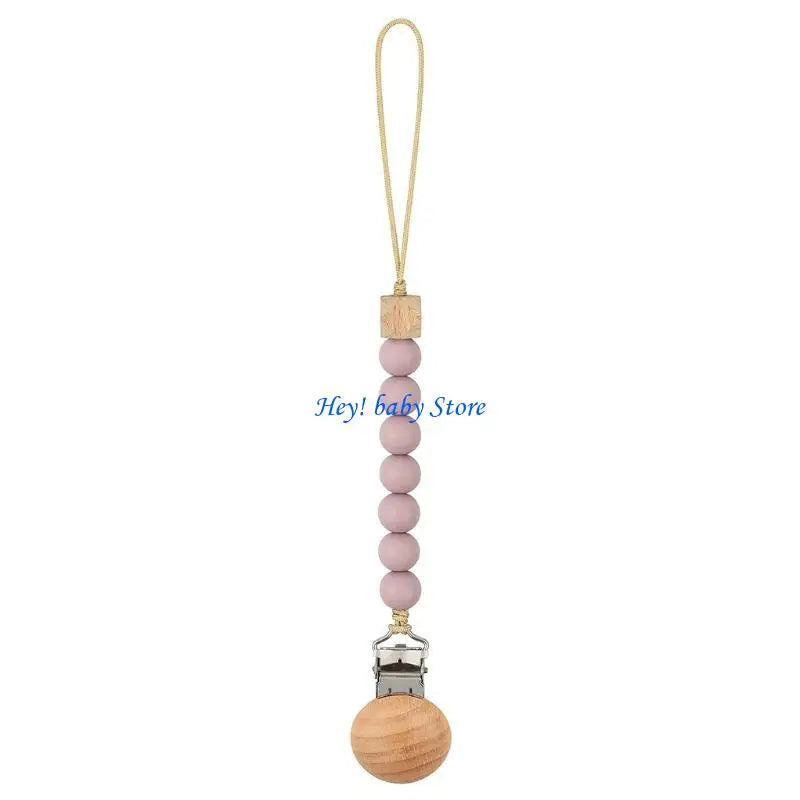 Baby Pacifier Clip Chain | Silicone Beads & Wooden Teether