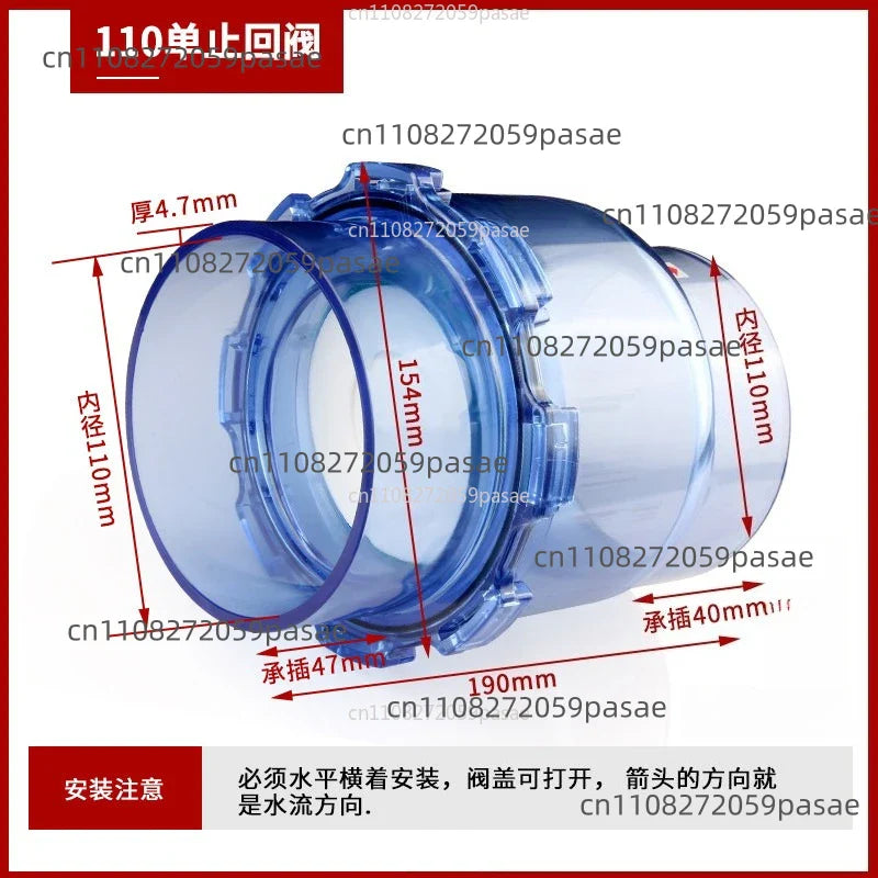 50mm UPVC Transparent Flap Check Valve – Non-Return Drain Set