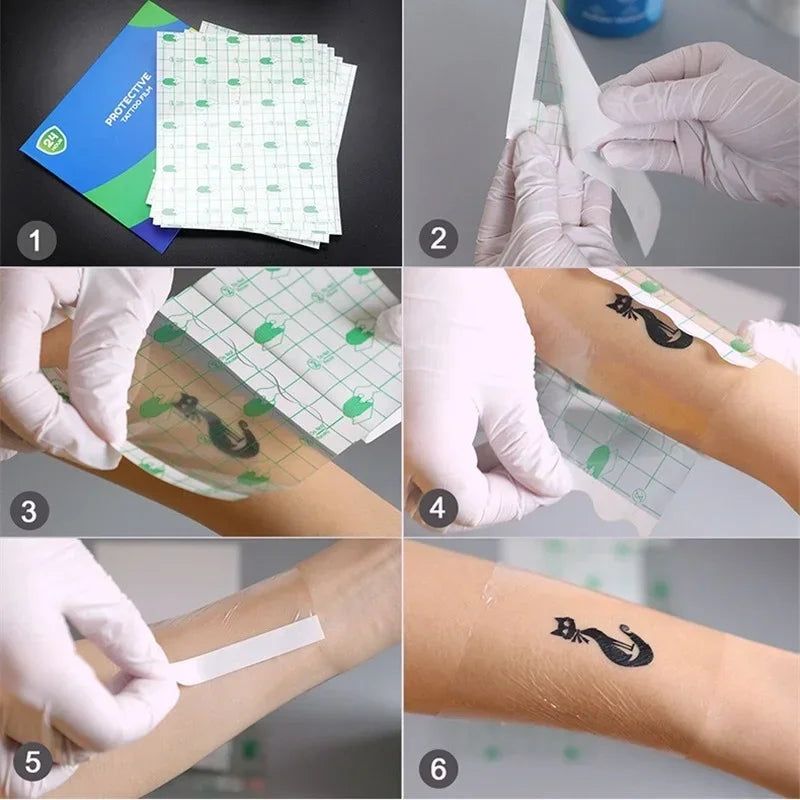 Waterproof Tattoo Aftercare PU Film Protective Stickers 5 Pack