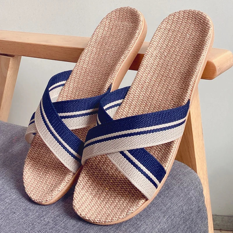 JPNTKY Men's Linen Beach Flip Flops & Indoor Slippers