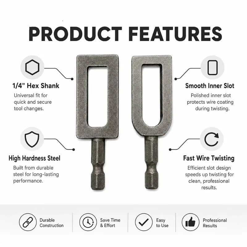 1/4 Hex Shank Wire Twisting Tool, Rebar Tie Wire Winder Drill Attachment, Fence Repair Construction Hardware Tool Box Cases Peaceful Pleasures Health and Wellness