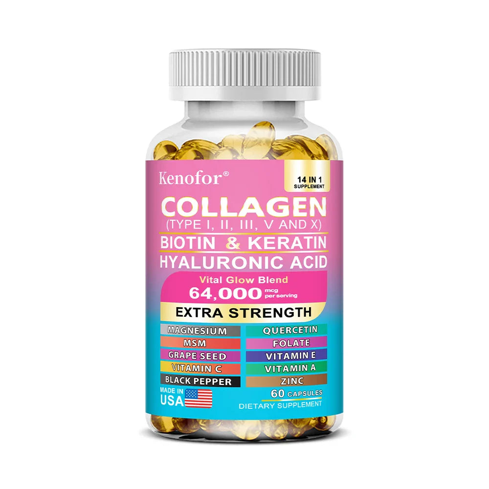 14-in-1 Collagen Capsules | Biotin, Keratin & Hyaluronic Acid