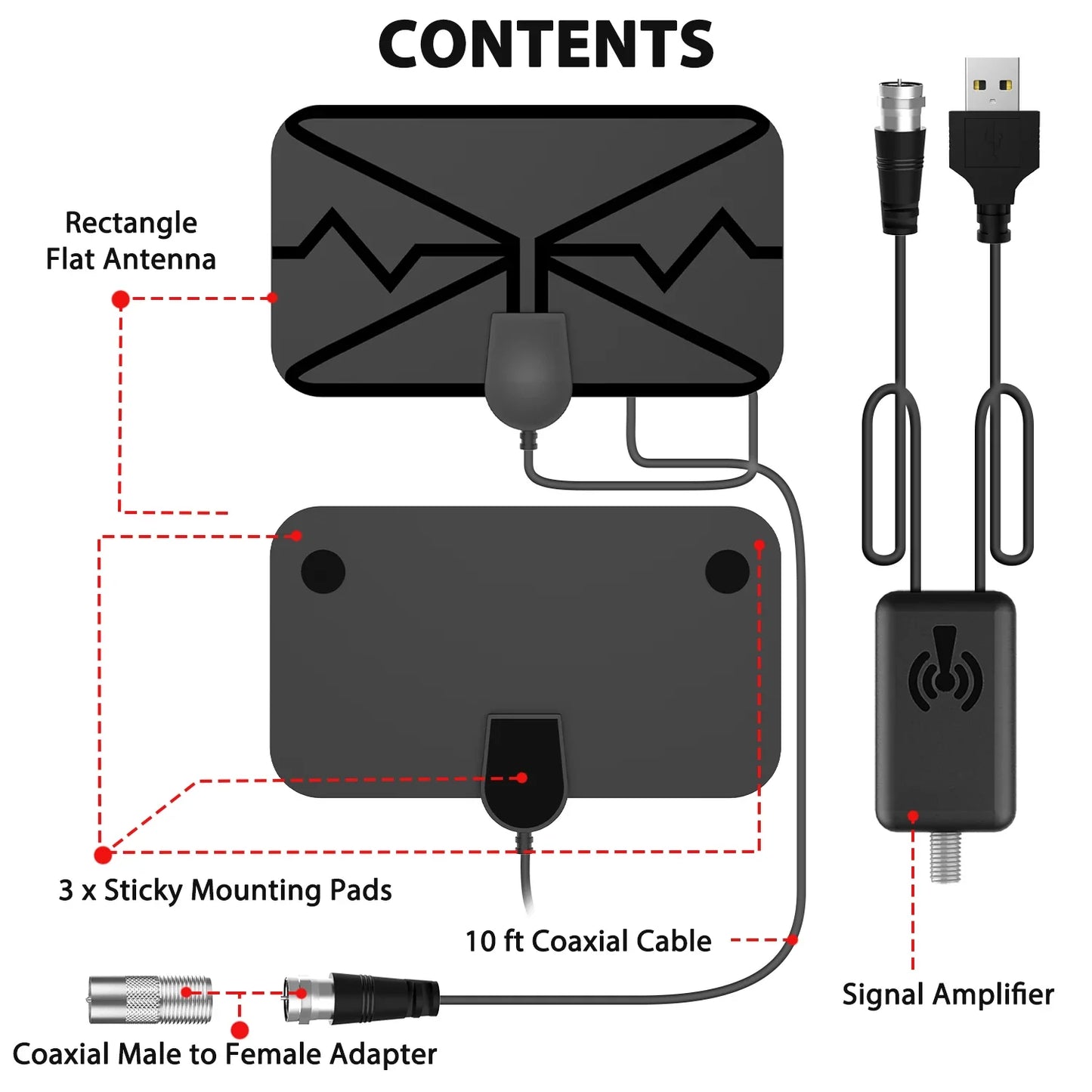 4K HDTV Digital TV Antenna – Indoor & Outdoor ATSC