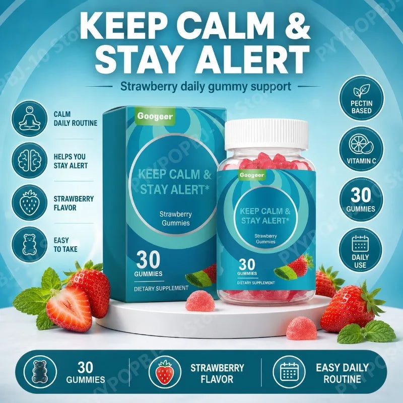 Googeer Strawberry Vitamin C Gummies | Nails & Calm | 30 CT