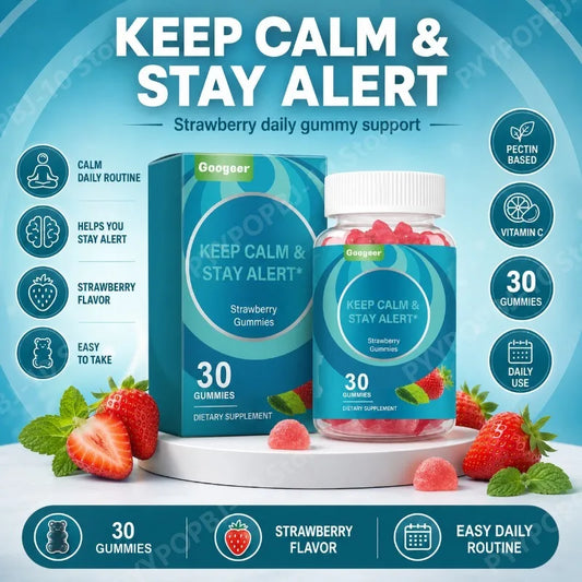 Googeer Strawberry Vitamin C Gummies | Nails & Calm | 30 CT Vitamin C Gummies Peaceful Pleasures Health and Wellness