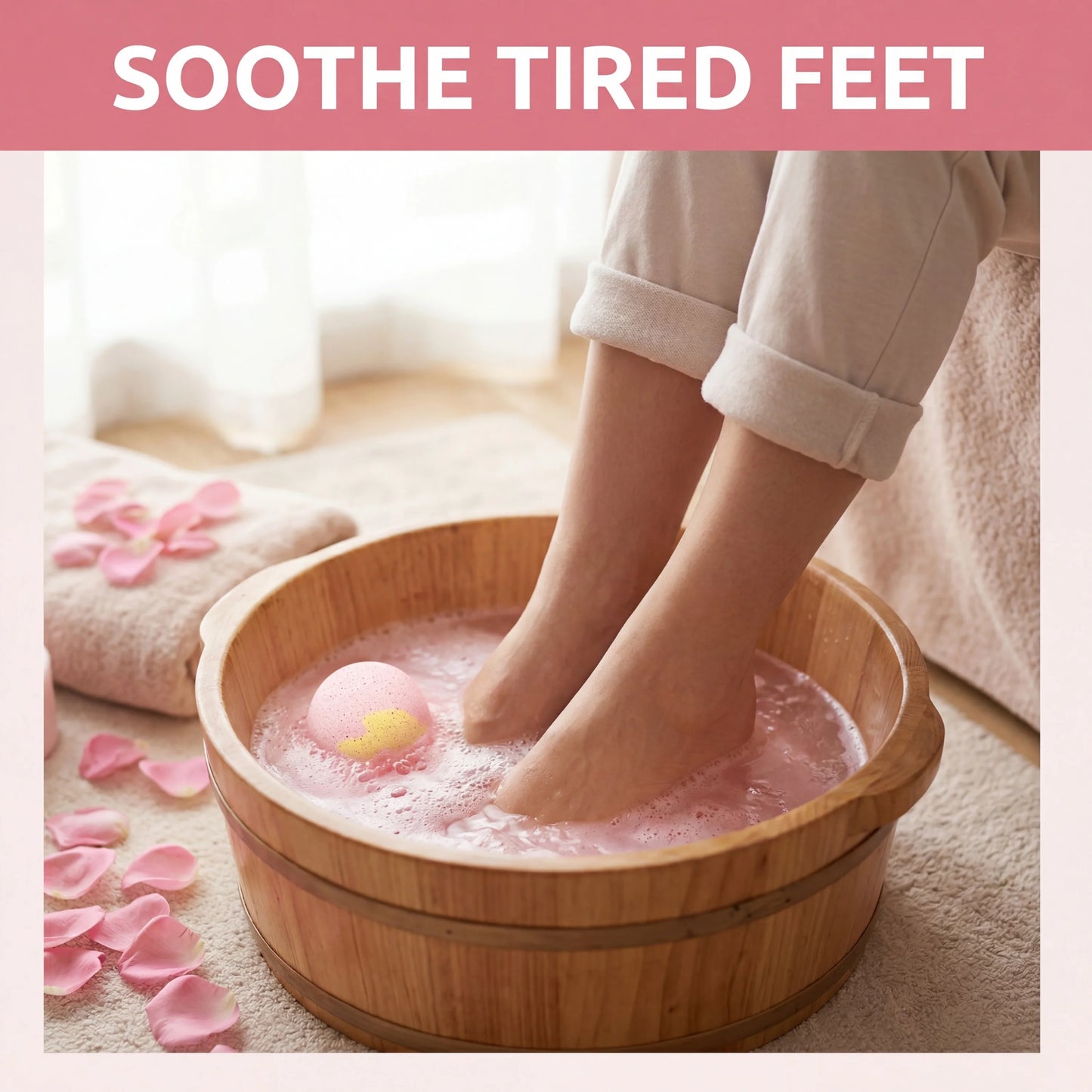 Rose Fizzing Foot Soak Bath Bombs – 6pc Exfoliating Spa Set