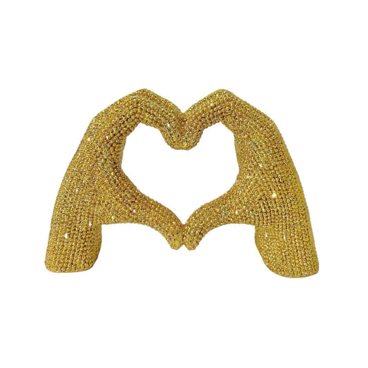 Abstract Resin Heart Finger Sculpture – Decorative Love Statue Decorative Resin Sculpture Oasis Select Gold 16.5-10-7cm