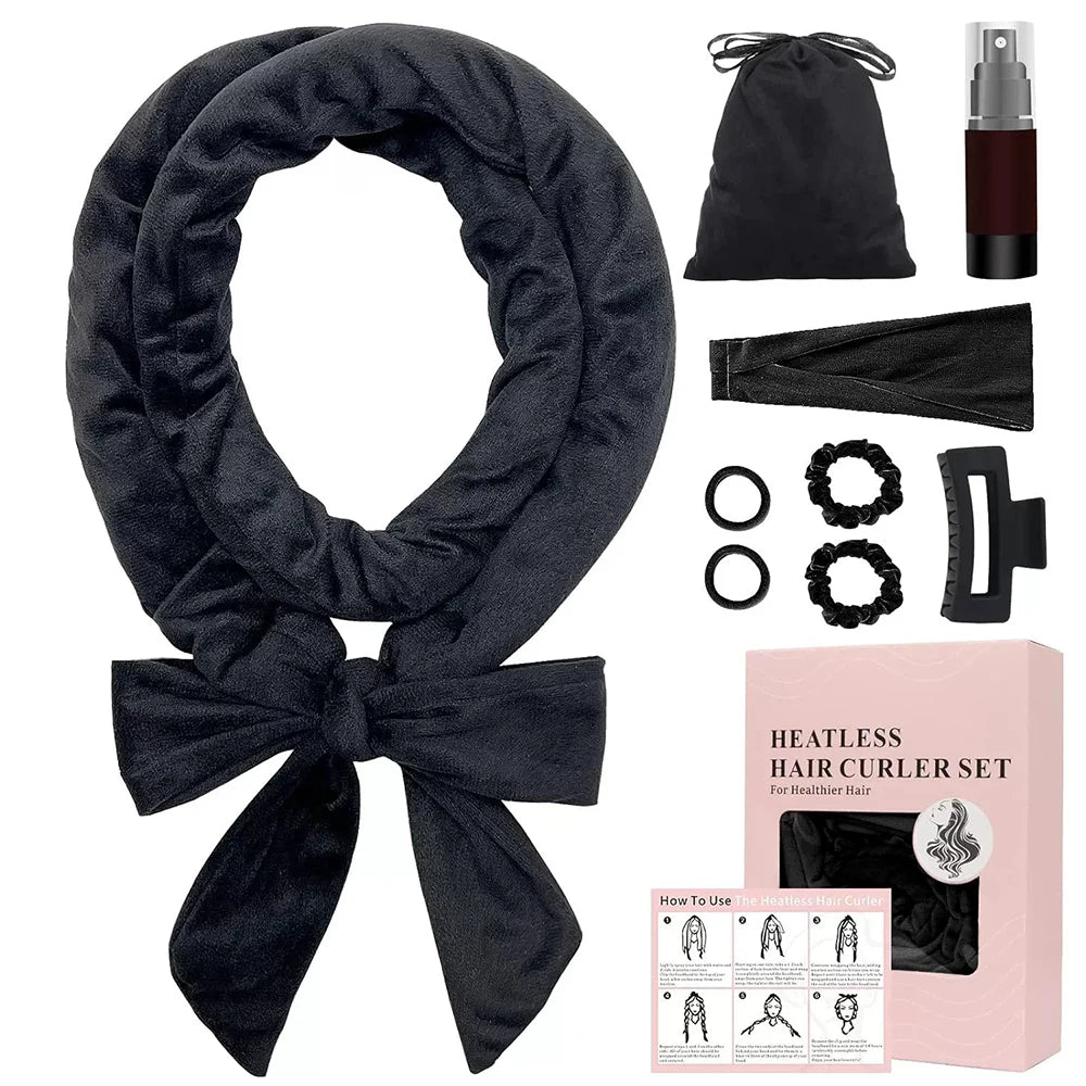 9pcs Heatless Curls, No Heat Curlers Overnight Heatless Curlers Headband for Women Lazy No Heat Curler Hair Strap Coiler Hairdre Peaceful Pleasures Health and Wellness black