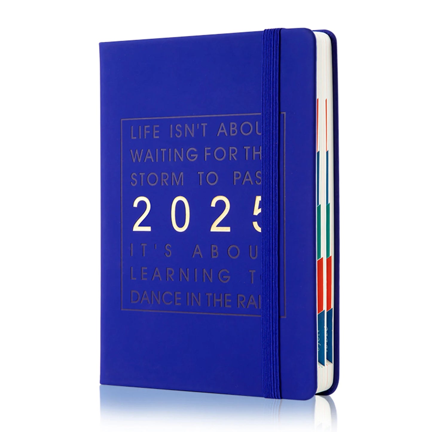 2025 Yearly English Schedule Book 365-day Planner Notebook Time Management Organiser Daily Learn Goal Planner Efficiency Manual Peaceful Pleasures Health and Wellness Blue