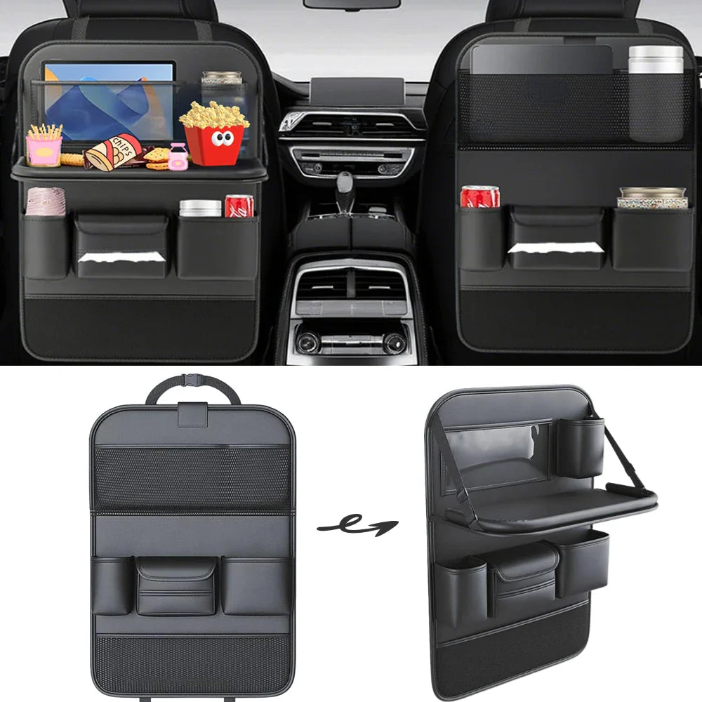 Car Backseat Organizer – 6-Pocket Storage Bag & Foldable Tray