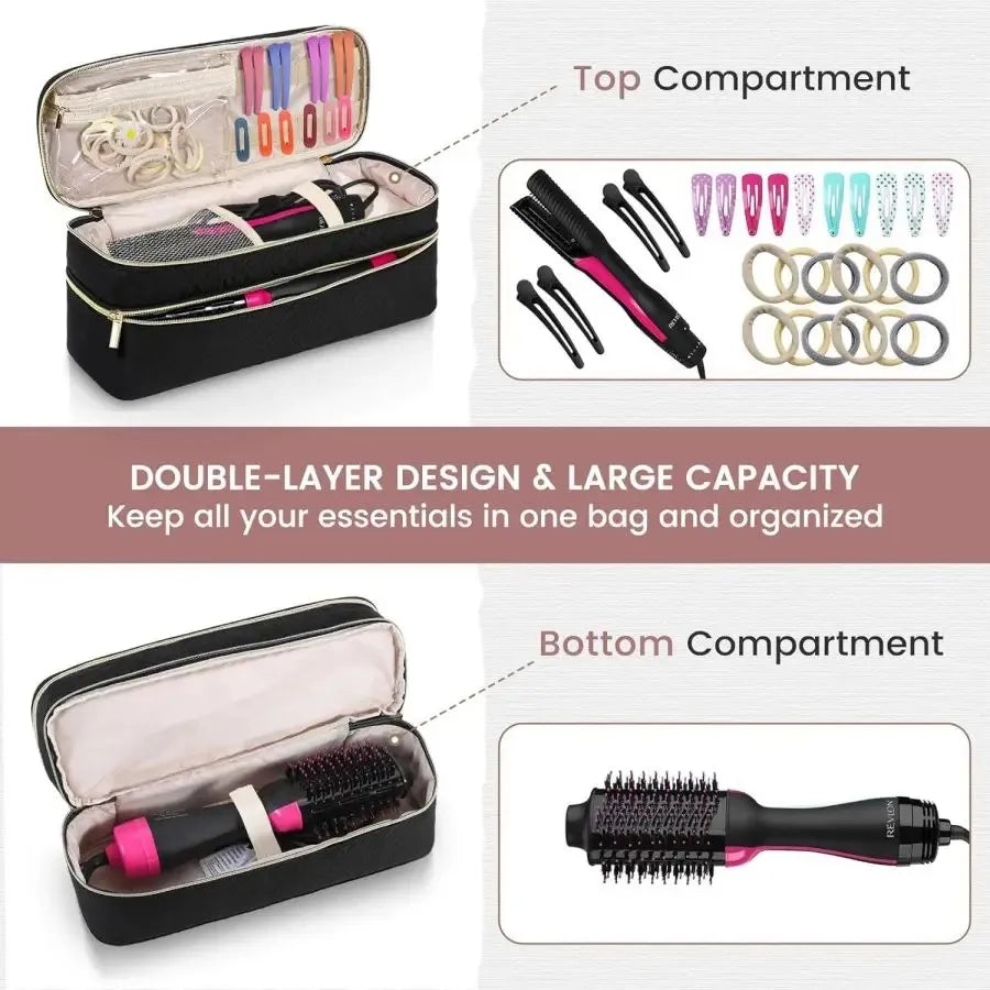 Travel Carrying Case Compatible with Revlon One-Step Hair Dryer Brush/Volumizer/Styler/Hot Tools,Double-Layer Storage Organizer Peaceful Pleasures Health and Wellness