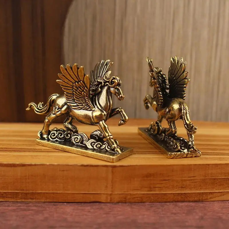 Brass Feng Shui Zodiac Horse Statue – Good Luck Desktop Decor