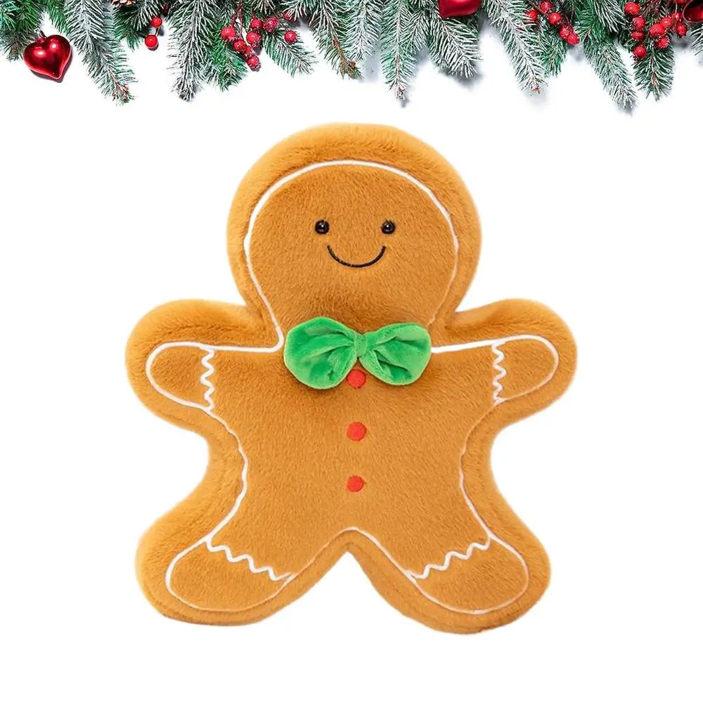 Christmas Plush Decorative Pillow | Tree & Gingerbread Cushion