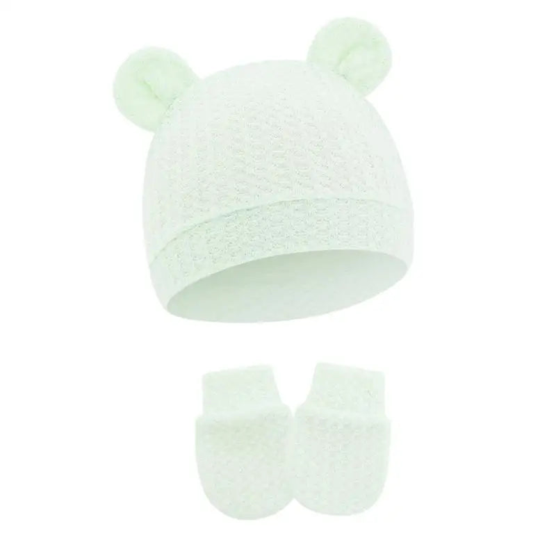 Newborn Baby Hat & Mittens Set | Soft Cotton, 0–6 Months