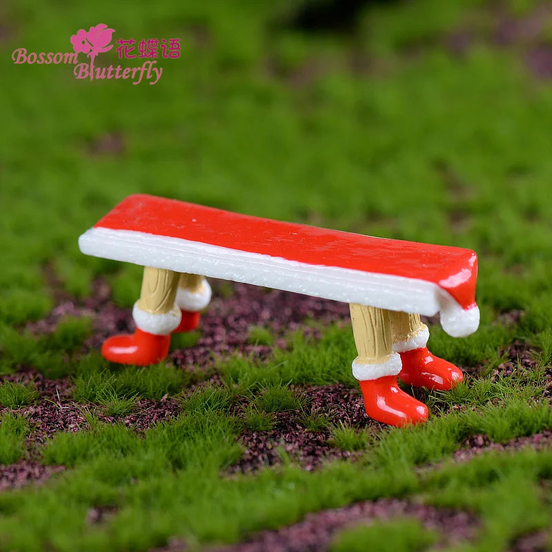 1pcs Fairy Garden Cartoon Ornaments Resin Craft Gift Christmas Santa Snowflake Snowman Miniature Figurine Accessories Home Decor Peaceful Pleasures Health and Wellness long stool