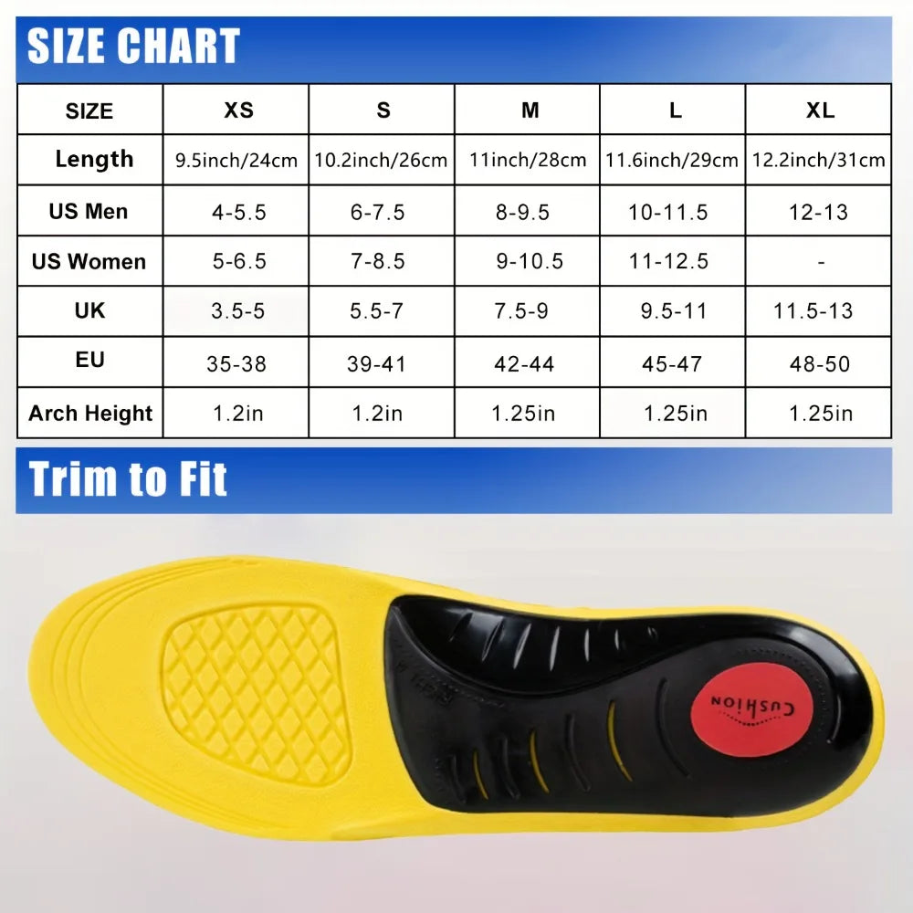 1Pair Anti-slip Corrective Sports Insoles Arch Support Ortchopedic Insoles Gel Shock Absorption Sole Pads for Men Women Peaceful Pleasures Health and Wellness