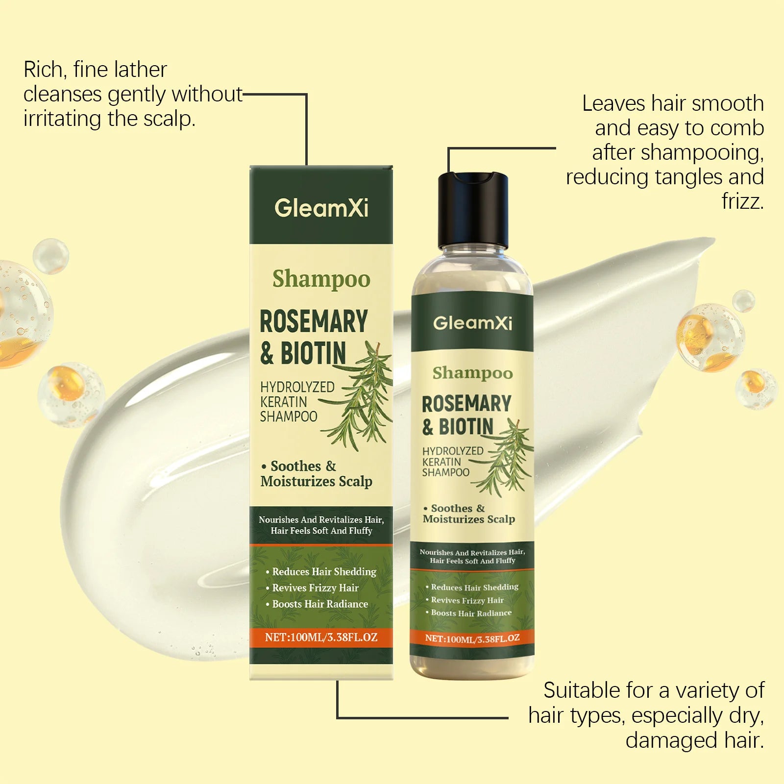 Rosemary Shampoo Thickening Volumizing Nourishing Oil Control Dry Damaged Repair Scalp Cleansing Smoothing Strengthening Shampoo Peaceful Pleasures Health and Wellness