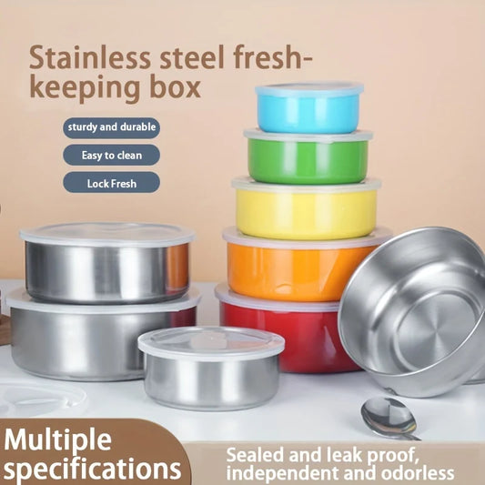 5pcs Storage Containers, Multipurpose Stainless Steel Reusable Food Storage Containers With Lids, Leak Proof And Durable Food Se Peaceful Pleasures Health and Wellness