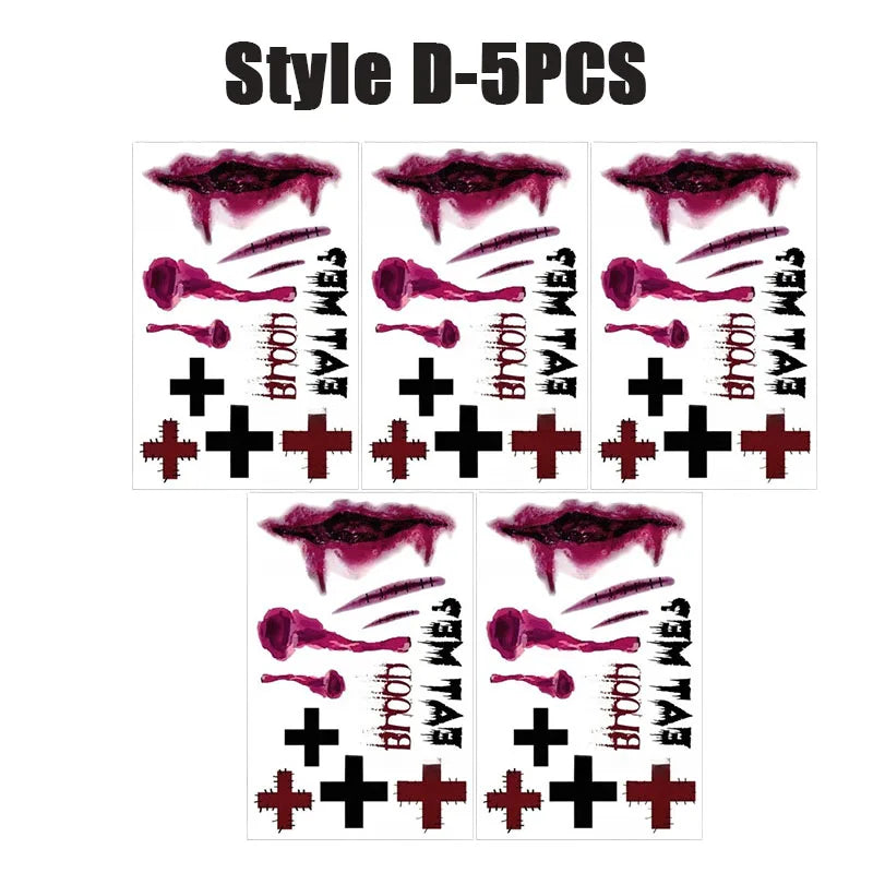 Halloween Horror Temporary Tattoos – Bloody Scar & Wound Stickers