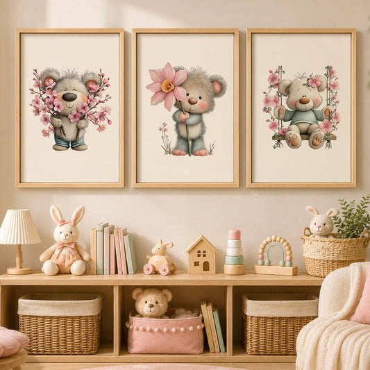 Teddy Bear Nursery Canvas Wall Art | Kids Bedroom Poster Kids Canvas Wall Art Peaceful Pleasures Health and Wellness