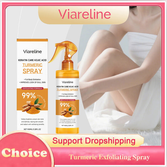 Kojic Acid Turmeric Exfoliating Spray Glowing Soften Dead Skin Cells Brightening Hydrating Improve Dullness Body Smoothing Spray Peaceful Pleasures Health and Wellness