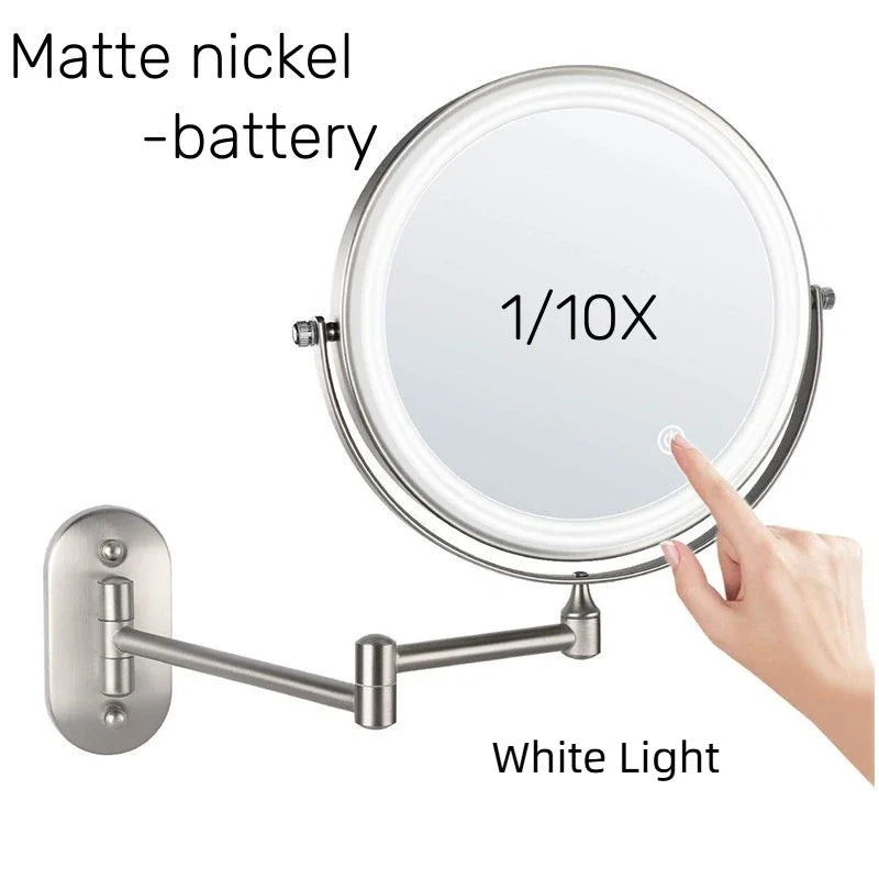 Wall Mounted LED Makeup Mirror 8" | 10x Magnifying Touch Dimmer