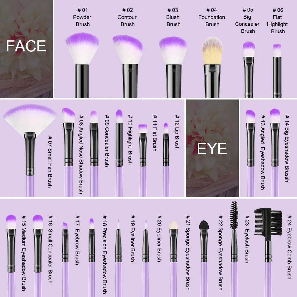 RUNTOIN 24-Piece Professional Makeup Brush Set – Soft & Fluffy