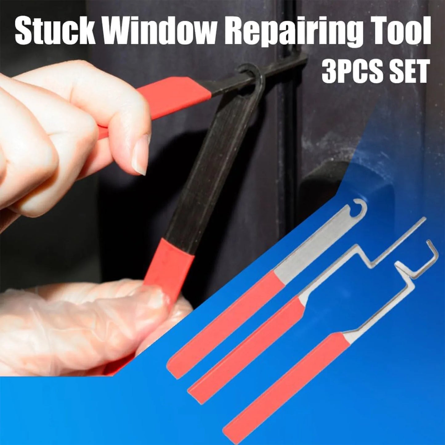3-Piece Emergency Stuck Window Opening Tool Kit | Red Handle